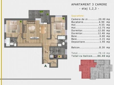 Apartament  3 camere,decomanat NearCenter Crangasi