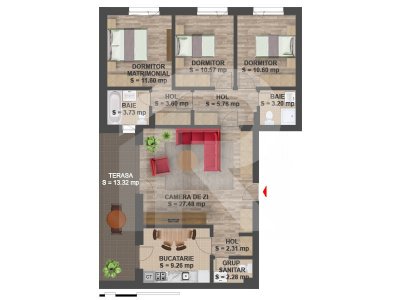 Apartament in Greenfield - Platanilor, bloc 2017 cu 2 locuri de parcare