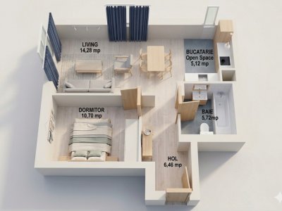 Apartament 2 camere de vânzare în Cosmopolis, mobilat, utilat  boxa inclusa 